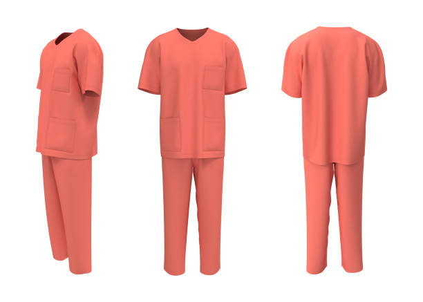 istock Nurse uniform mockup in front, back and side views. 3d illustration, 3d rendering 1386699746