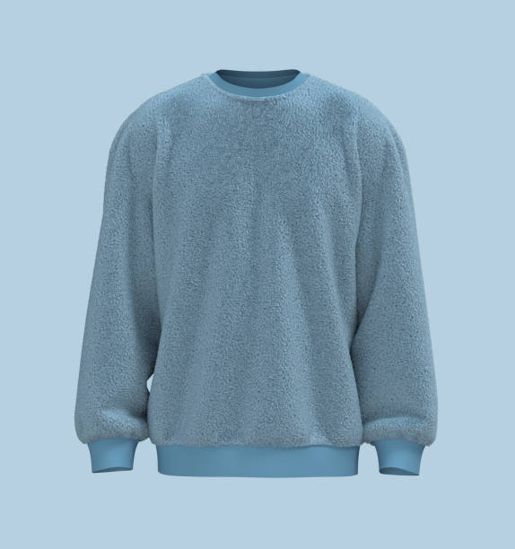 istock Blank fleece sweater mock up in front and back views, 3d rendering, 3d illustration 1386699807
