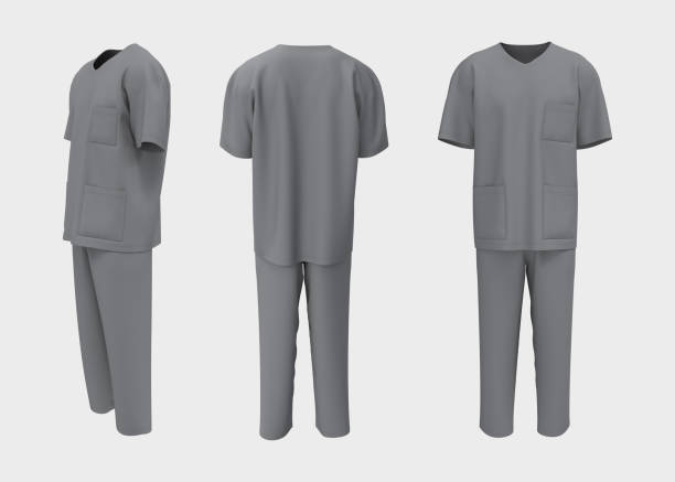 istock Nurse uniform mockup in front, back and side views. 3d illustration, 3d rendering 1386699897
