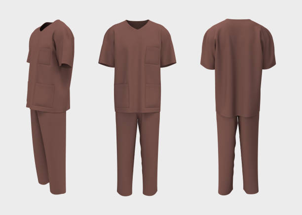 istock Nurse uniform mockup in front, back and side views. 3d illustration, 3d rendering 1386699934