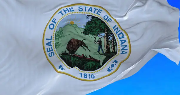 Amazing waving Indiana state flag.