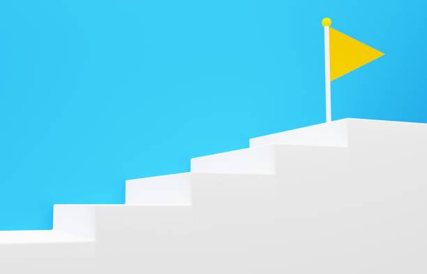 istock 3D image of simple stairs and doors 1386703596