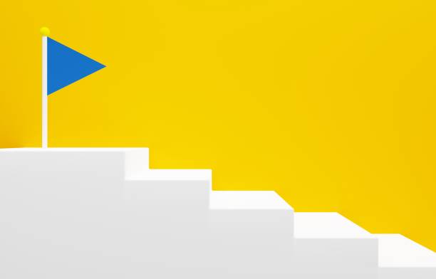 istock 3D image of simple stairs and doors 1386703626