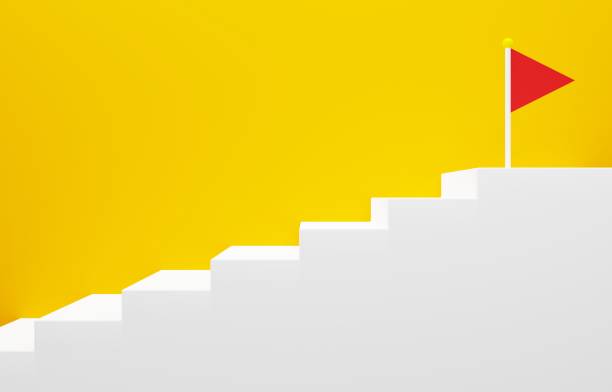 istock 3D image of simple stairs and doors 1386703640