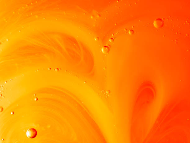 istock Yellow and orange background with bubbles and a pattern made with liquid soap, abstract image, horizontal 1386703653