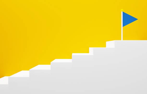istock 3D image of simple stairs and doors 1386703686