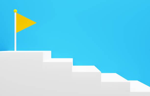 istock 3D image of simple stairs and doors 1386703689
