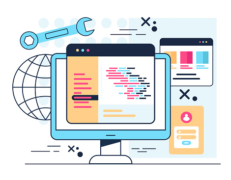 Creating Program Html Code Process Concept Vector Flat Graphic Design ...