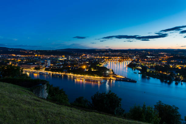 istock Koblenz Oldtown and Deutsches Eck At Night 1386706444