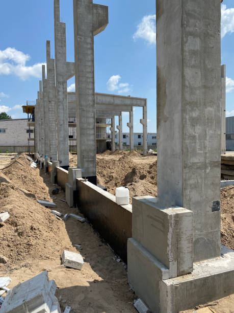 istock Details of precast concrete structures of a public building. 1386706761