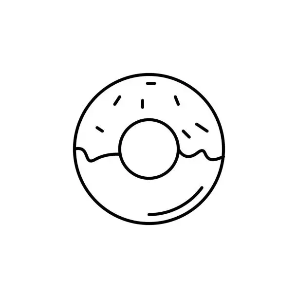 Vector illustration of Doughnut Outline Icon. Donut Line Art Logo. Vector Illustration. Isolated on White Background. Editable Stroke