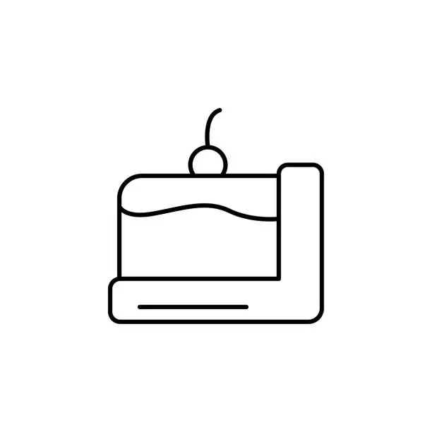 Vector illustration of Black line Cake icon isolated on white background. Happy Birthday. Vector.