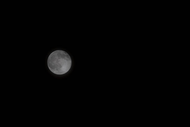 una bella immagine di luna piena che illumina il cielo notturno. la luna è a 384.400 km dalla terra e tuttavia si può vedere così bene. - crateri foto e immagini stock