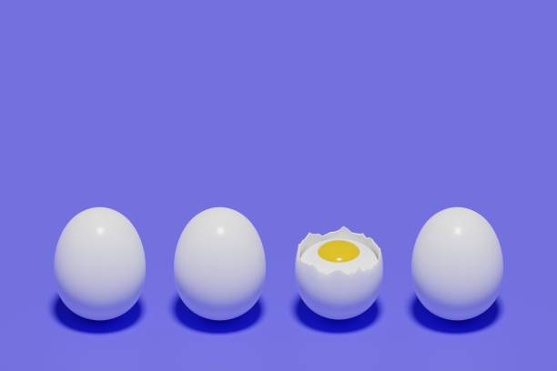 istock Set of eggs with cracked on a very peri background 3d illustration 1386714540
