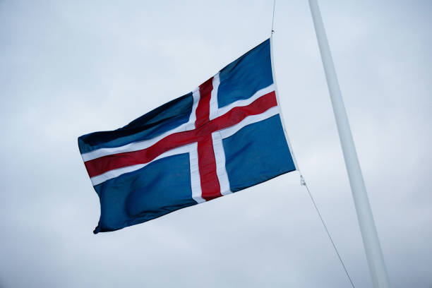 istock Flag of Iceland on the wind 1386714620