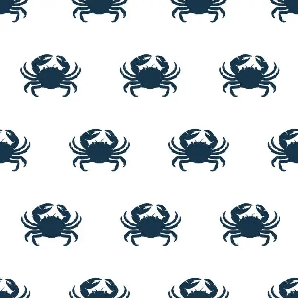 Vector illustration of Seamless pattern of marine oceanic crab with claws