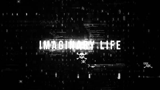 istock Particle Font Matrix slideshow transition camera movements. animated writing. Glitch Text transition effect 1386715915