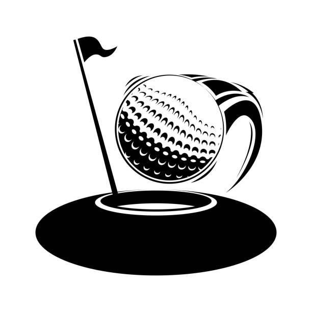 illustrazioni stock, clip art, cartoni animati e icone di tendenza di golf hole in one sport simbolo. - asso