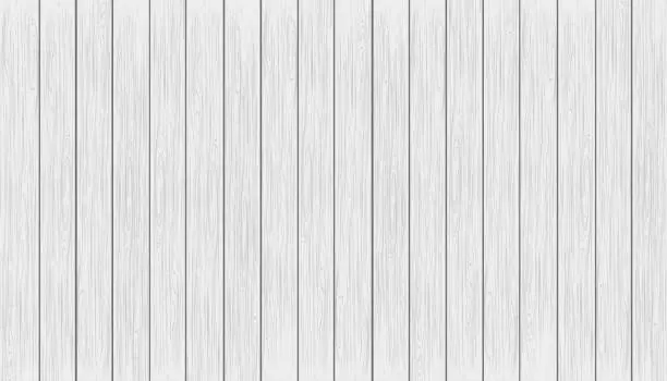 Vector illustration of White and Grey wood panel texture for backgrounds. Backdrop banner White washed wooden boards,Vector illustration Table top view, Rustic grayscale plank wallpaper.