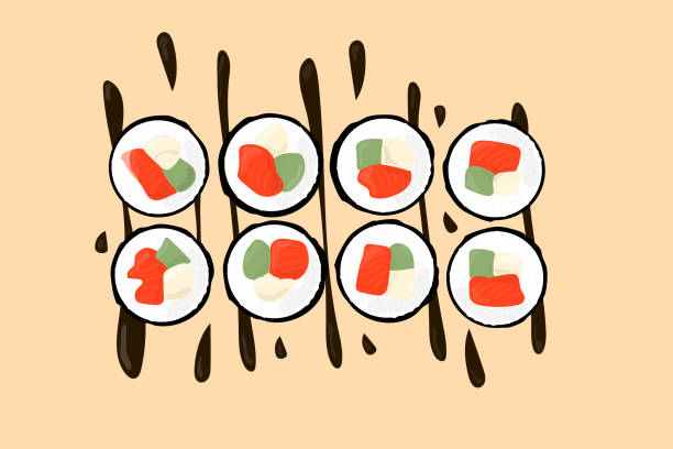 istock role with salmon in unagi sauce japanese cuisine sushi background 1386736216
