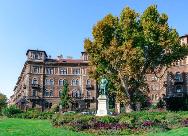 Budapest/Hungary - May 01 2015: The park in the Liberty Square, Budapest, Hungary