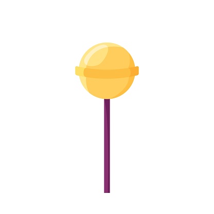 Lollipop isolated. Vector flat illustration of lollipop on stick on white background. Sweet round sugar candy.