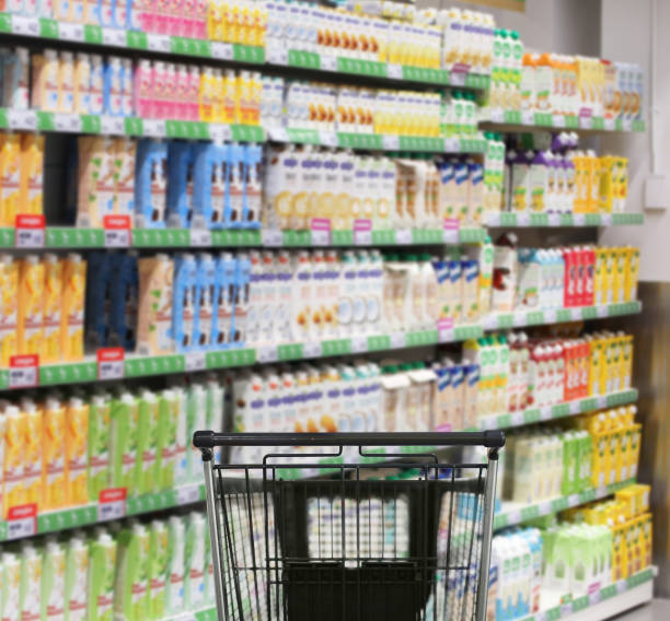 istock empty grocery cart in an empty supermarket 1386750011