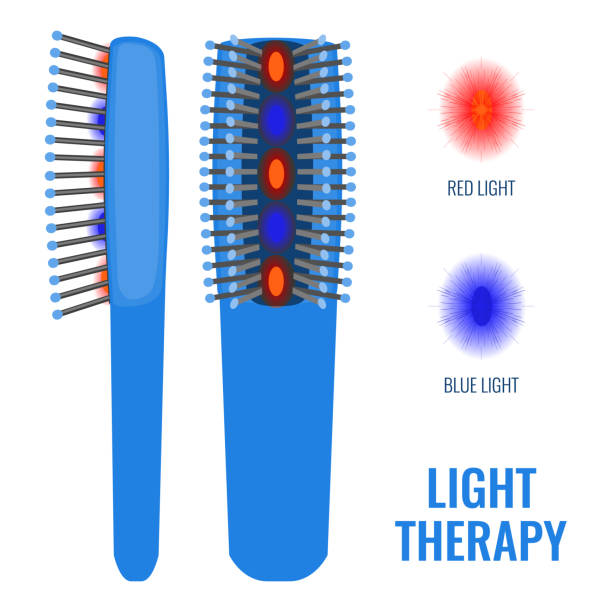 лазерная терапия красным светом лечение алопеции - laser therapy medical laser light therapy stock illustrations