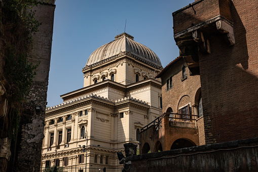 Panoramic view of ancient Rome Italy in summer daylight.