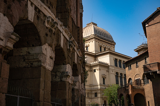 View ofTempio Maggiore di Roma, the only synagogue in Rome from jewish getto. Lazio, Italy.