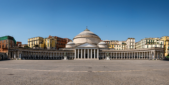 Piazza del Plebiscito, or Plebiscito square, is the main square in Naples, Italy. Church San Francesco di Paola on it.