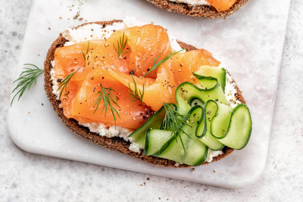 istock open sandwiches with salted salmon 1386753649