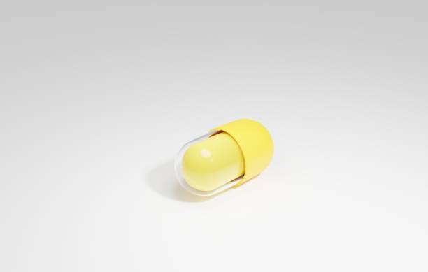 istock 3D Yellow tablet isolated on a white background. 3d render illustration 1386772027