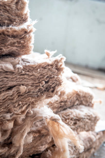 Display of glass wool for insulation. Concept of materials, construction, building