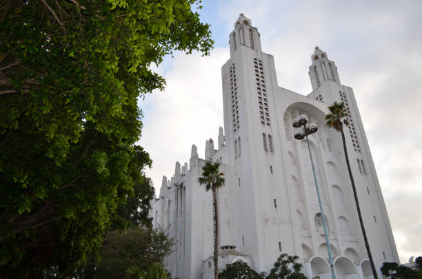 Casablanca, Morocco - August 10, 2014: Casablanca Cathedral, the Church of the Sacred Heart (French: Église du Sacré-Cœur), a former Catholic church, designed by Paul Tournon.