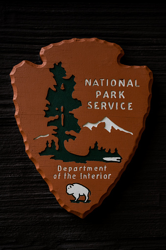 Cuyahoga Valley National Park, United States: October 7, 2020: National Park Emblem On Dark Background in Cuyahoga Valley