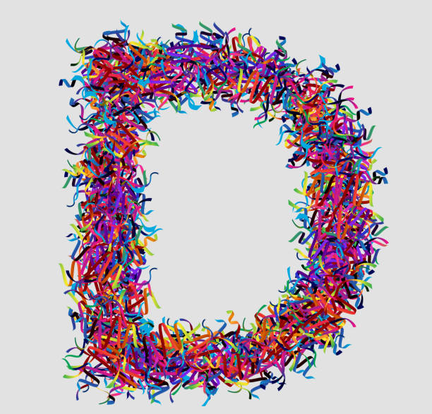 istock Font letter D vector design  made of yarn. font for your unique decoration, concept idea. smooth gradient color. Unique elements for your best design ; logo, font, corporate identity, application 1386789799