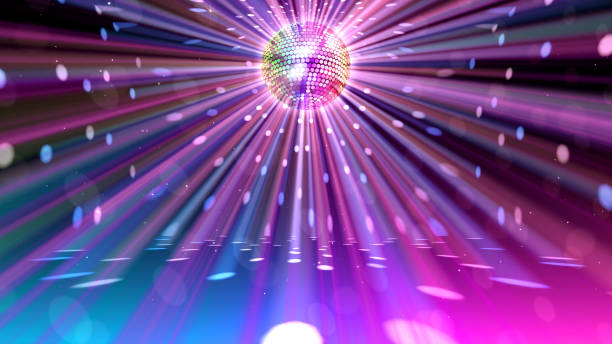 mirror ball disco lights club dance party glitter 3d illustration - diskokugel stock-grafiken, -clipart, -cartoons und -symbole