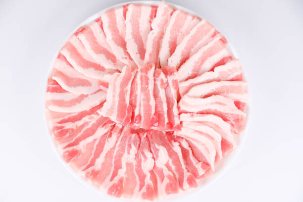 Pork ribs large plate round, close up photo