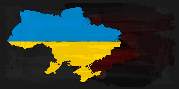 istock Map of Ukraine. Ukraine map filled with flag colors 1386806793