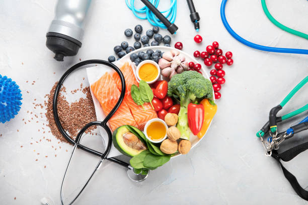 istock Foods for healthy heart on light background. 1386807613