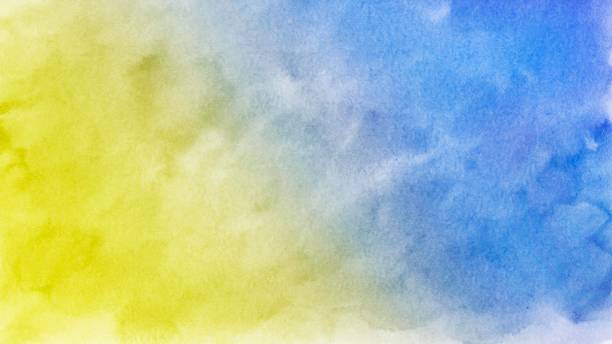 blue yellow abstract watercolor. colorful art background with space for design. - watercolor paper flash imagens e fotografias de stock