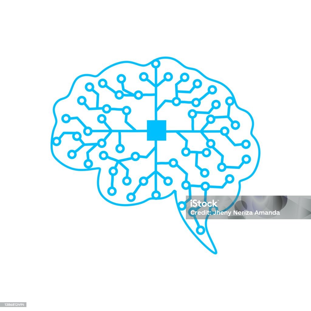 Modern Brain Link Connected Point Logo Vector Digital Human Brain ...