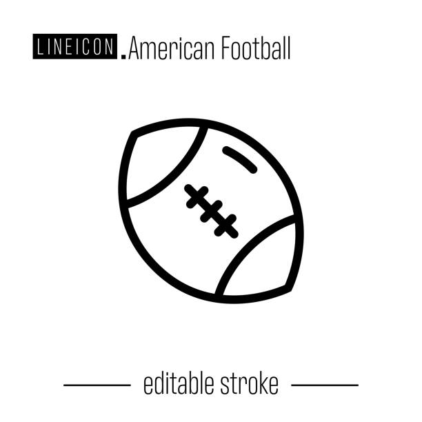 American Football line icon Pixel perfect line icon. Editable stroke icon. football helmet and ball stock illustrations