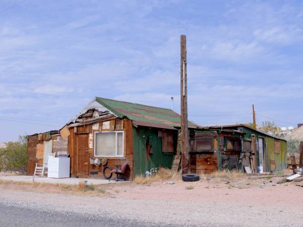 istock Abandoned and dilapidated structure near the Ghost Town Road along Interstate 15 in California. 1386820556