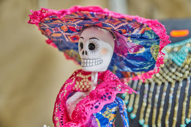 Craft for the second of november day of the dead of a catrina made of paper stock photo