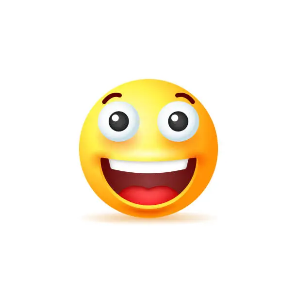 Vector illustration of Smiling yellow emoji isolated on white background.