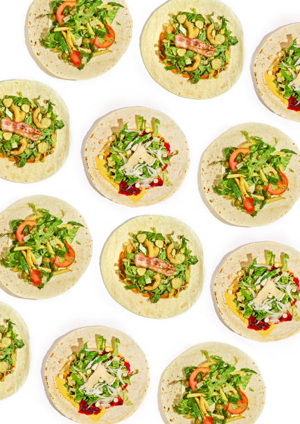 istock A pattern of different types of shawarma on a white background. Hard Light 1386827192