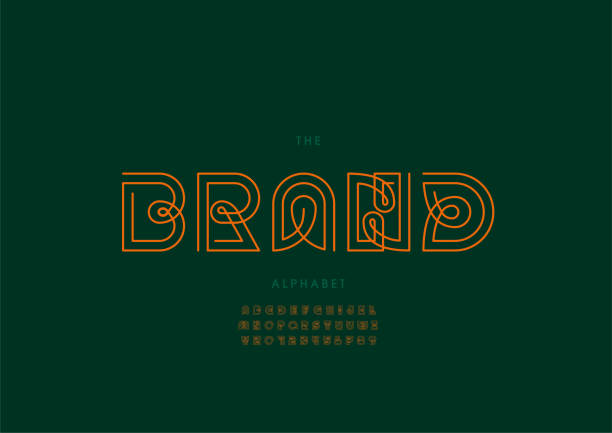 Brand alphabet Vector of stylized brand alphabet and font Letterpress stock illustrations