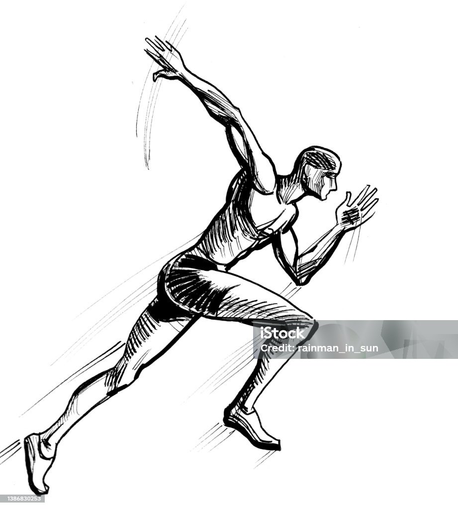 Drowing Sprinter Running Sprinter Stock Illustration - Download Image Now - Sketch ...